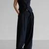 The Frankie Shop Tansy Pleated Trousers - Navy Pinstripe CLOTHING