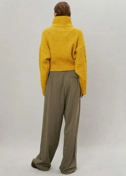 The Frankie Shop Tansy Pleated Trousers - Olive CLOTHING