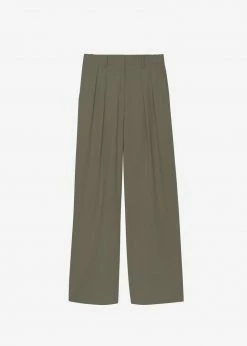 The Frankie Shop Tansy Pleated Trousers - Olive CLOTHING