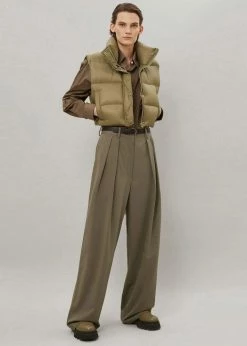 The Frankie Shop Tansy Pleated Trousers - Olive CLOTHING