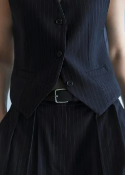 The Frankie Shop Tansy Tailored Vest - Navy Pinstripe CLOTHING