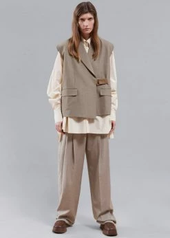 The Frankie Shop CLOTHING Tapiro Belted Vest - Beige Melange