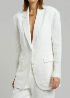 Blossom Tara Linen Blazer - Off White CLOTHING