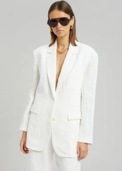 Blossom Tara Linen Blazer - Off White CLOTHING