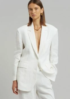 Blossom Tara Linen Blazer - Off White CLOTHING