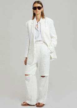 Blossom Tara Linen Blazer - Off White CLOTHING