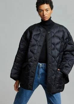 The Frankie Shop Teddy Quilted Jacket - Black