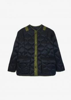 The Frankie Shop Teddy Quilted Jacket - Black/Olive