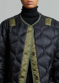 The Frankie Shop Teddy Quilted Jacket - Black/Olive