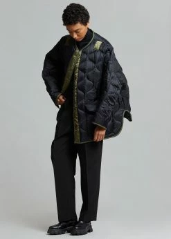 The Frankie Shop Teddy Quilted Jacket - Black/Olive