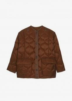 The Frankie Shop CLOTHING Teddy Quilted Jacket - Chocolate