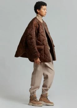 The Frankie Shop CLOTHING Teddy Quilted Jacket - Chocolate