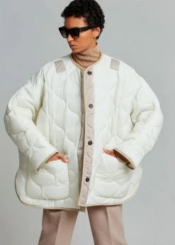 The Frankie Shop CLOTHING Teddy Quilted Jacket - Ivory/Clay