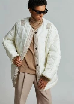 The Frankie Shop CLOTHING Teddy Quilted Jacket - Ivory/Clay
