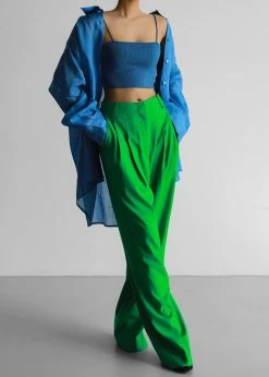 The Frankie Shop Tess Pleated Pants - Kelly Green