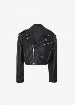 The Frankie Shop CLOTHING Tidus Cropped Biker Jacket - Black
