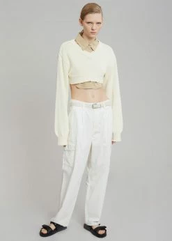 The Frankie Shop Titou Cropped Sweater - Cream