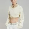 The Frankie Shop Titou Cropped Sweater - Cream