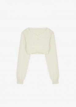 The Frankie Shop Titou Cropped Sweater - Cream