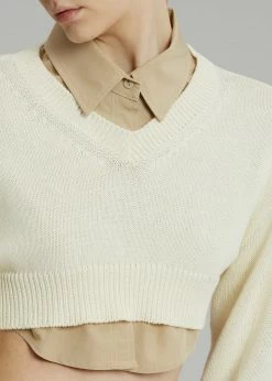 The Frankie Shop Titou Cropped Sweater - Cream