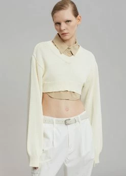 The Frankie Shop Titou Cropped Sweater - Cream