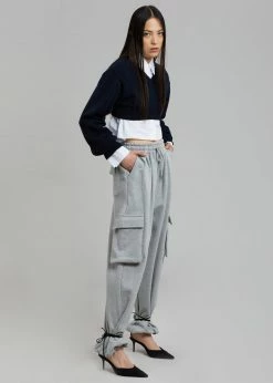 The Frankie Shop Titou Cropped Sweater - Navy CLOTHING