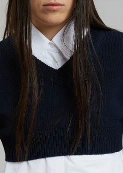 The Frankie Shop Titou Cropped Sweater - Navy CLOTHING