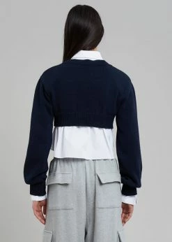 The Frankie Shop Titou Cropped Sweater - Navy CLOTHING