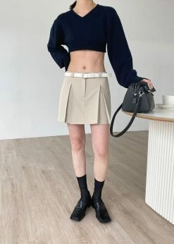 The Frankie Shop Titou Cropped Sweater - Navy CLOTHING