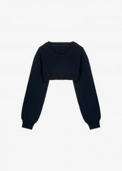 The Frankie Shop Titou Cropped Sweater - Navy CLOTHING