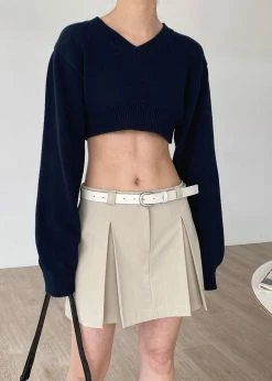 The Frankie Shop Titou Cropped Sweater - Navy CLOTHING