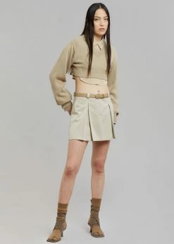 The Frankie Shop CLOTHING Titou Cropped Sweater - Taupe