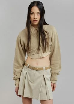 The Frankie Shop CLOTHING Titou Cropped Sweater - Taupe