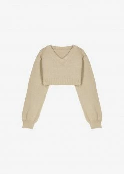 The Frankie Shop CLOTHING Titou Cropped Sweater - Taupe