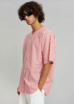 The Frankie Shop Tom Baseball Shirt - Red Stripe Men