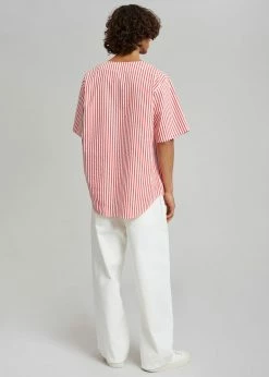 The Frankie Shop Tom Baseball Shirt - Red Stripe Men