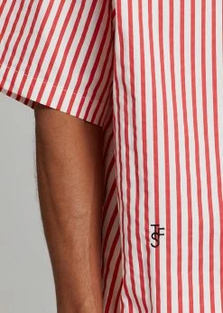 The Frankie Shop Tom Baseball Shirt - Red Stripe Men