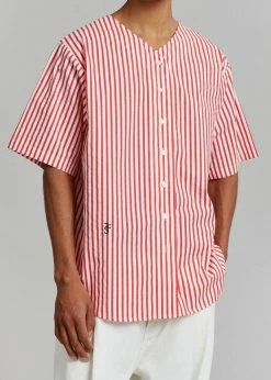 The Frankie Shop Tom Baseball Shirt - Red Stripe Men