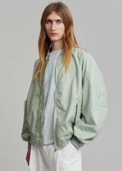 The Frankie Shop Tyler Faux Leather Bomber - Sage CLOTHING