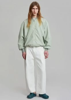 The Frankie Shop Tyler Faux Leather Bomber - Sage CLOTHING