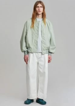 The Frankie Shop Tyler Faux Leather Bomber - Sage CLOTHING