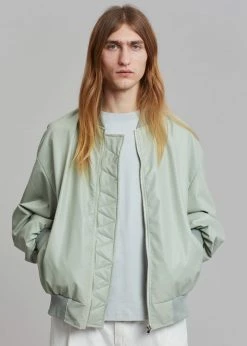 The Frankie Shop Tyler Faux Leather Bomber - Sage CLOTHING