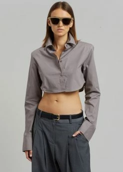 The Frankie Shop Uma Cropped Shirt - Grey