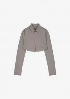 The Frankie Shop Uma Cropped Shirt - Grey