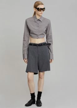The Frankie Shop Uma Cropped Shirt - Grey