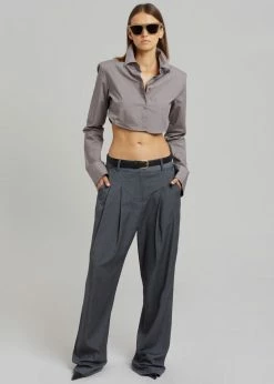 The Frankie Shop Uma Cropped Shirt - Grey