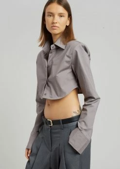 The Frankie Shop Uma Cropped Shirt - Grey