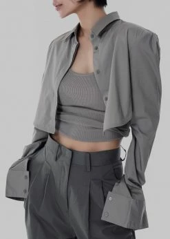 The Frankie Shop Uma Cropped Shirt - Grey