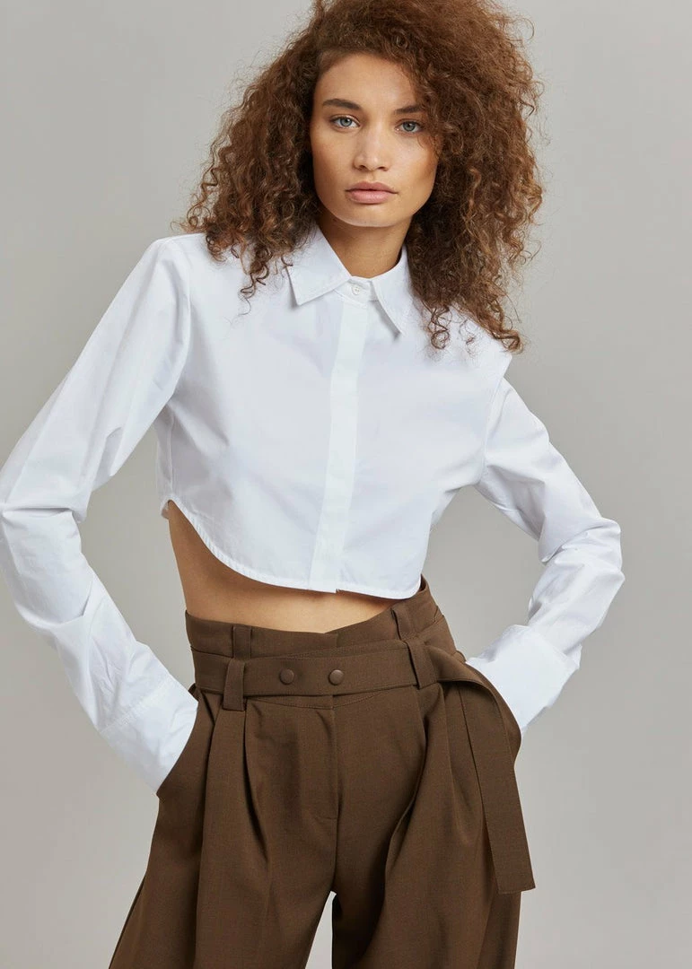 Discount π The Frankie Shop Uma Cropped π Shirt - White CLOTHING π 9 The Frankie Shop Uma Cropped Shirt - White CLOTHING
