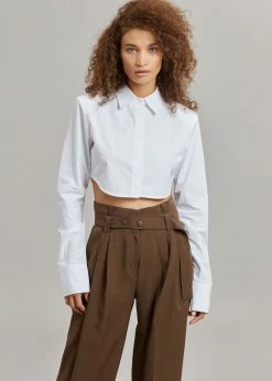 Discount π The Frankie Shop Uma Cropped π Shirt - White CLOTHING π 14 The Frankie Shop Uma Cropped Shirt - White CLOTHING
